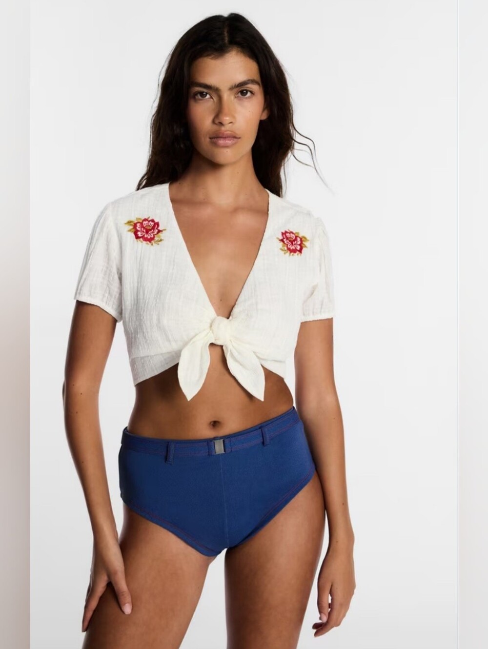 Kacey Lee Women's Swim Tie Front Coverup Top
